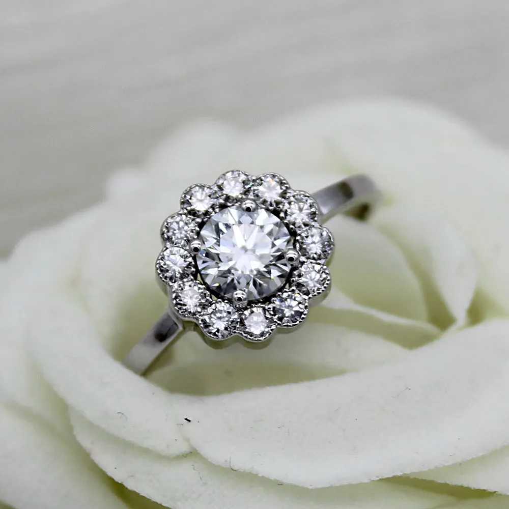 0.50 CT Diamond Halo Engagement Ring