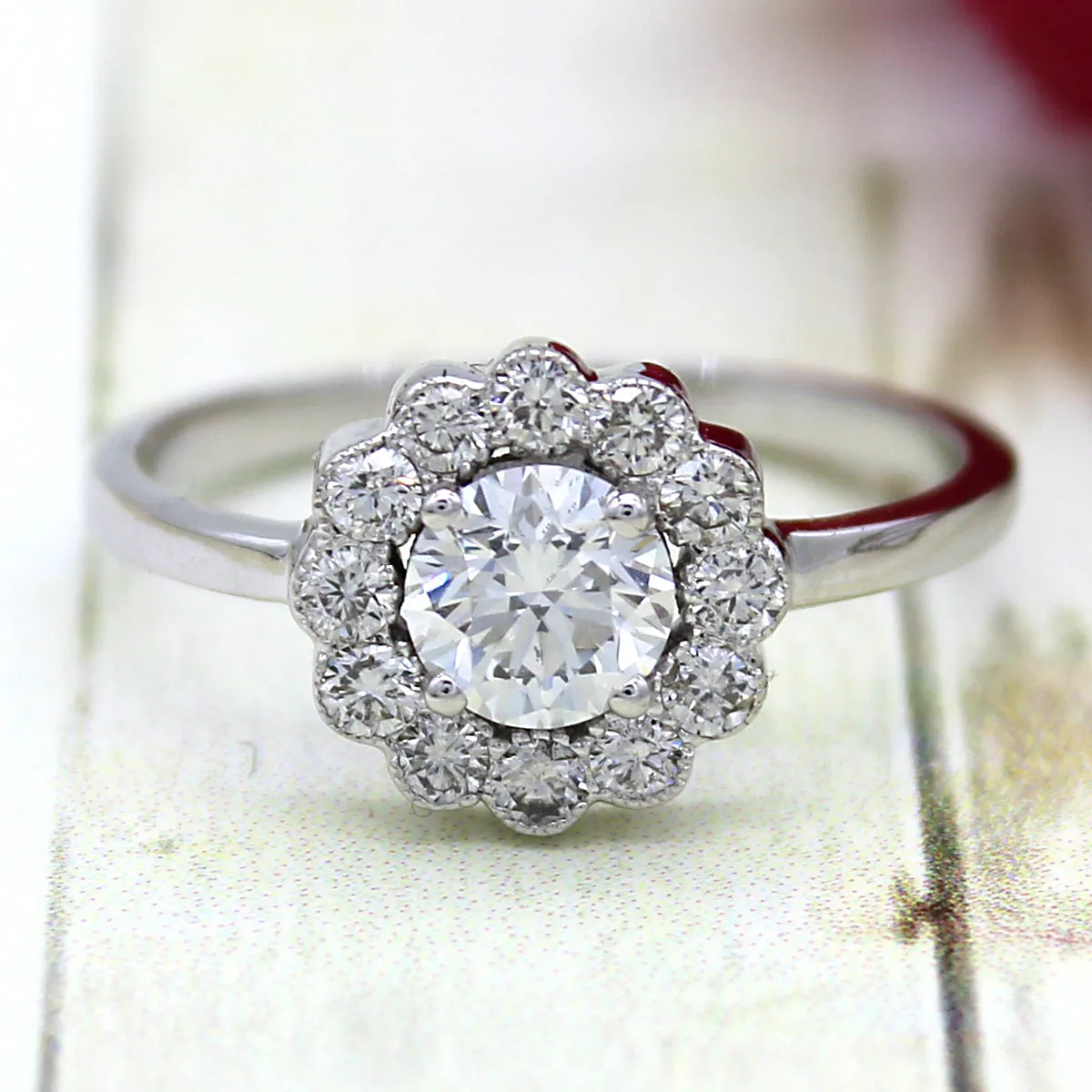 0.50 CT Diamond Halo Engagement Ring