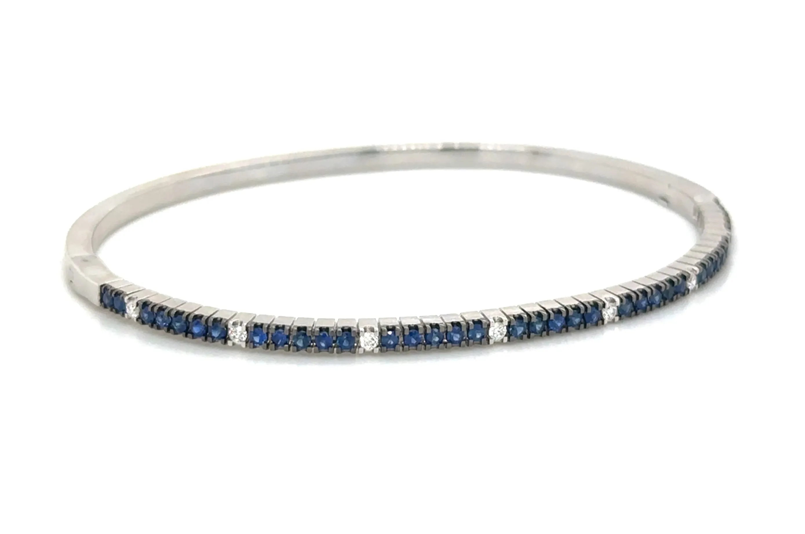 0.83ct t.w. Royal Blue Sapphire Diamond Gold Bangle Bracelet