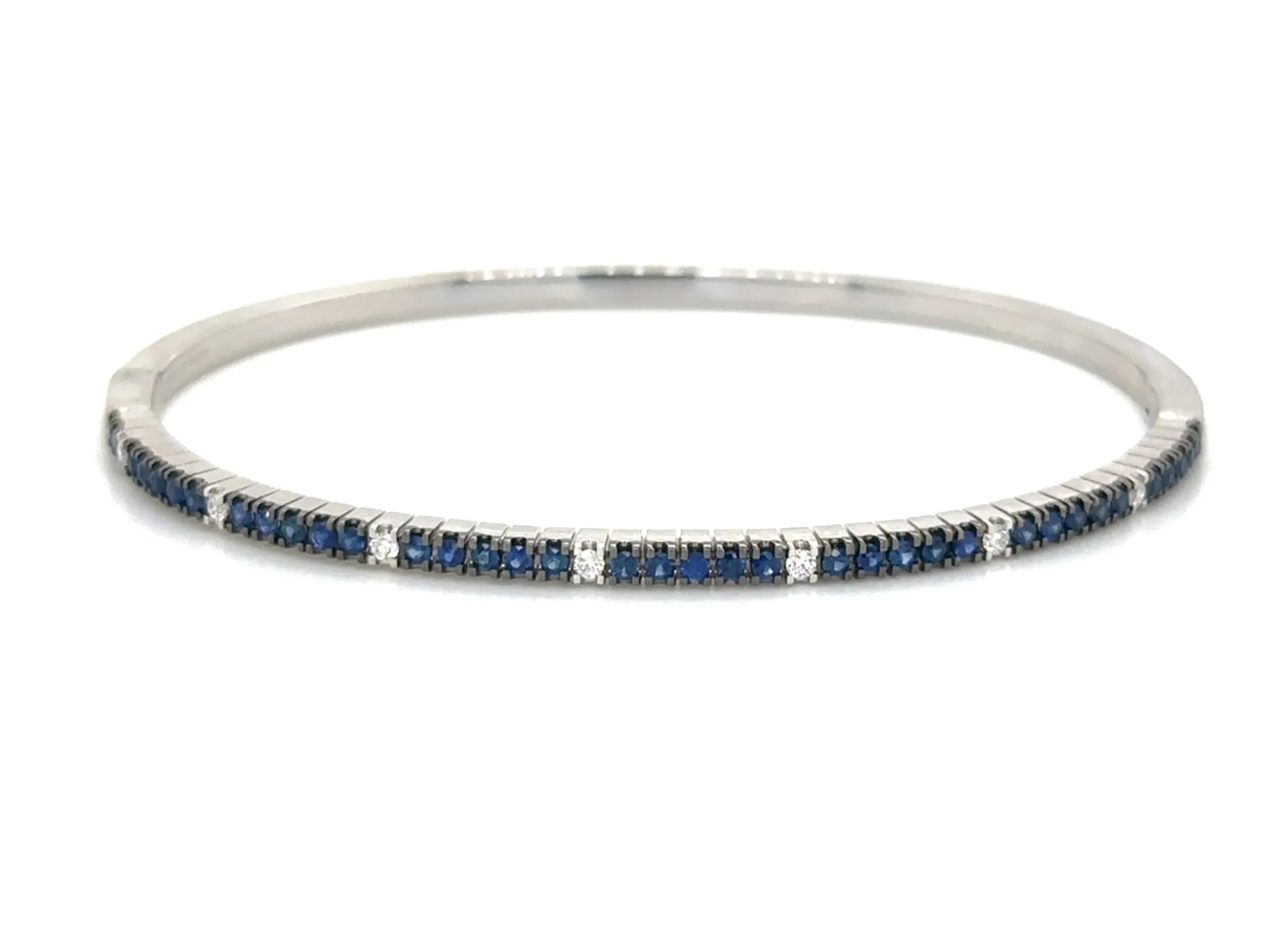 0.83ct t.w. Royal Blue Sapphire Diamond Gold Bangle Bracelet