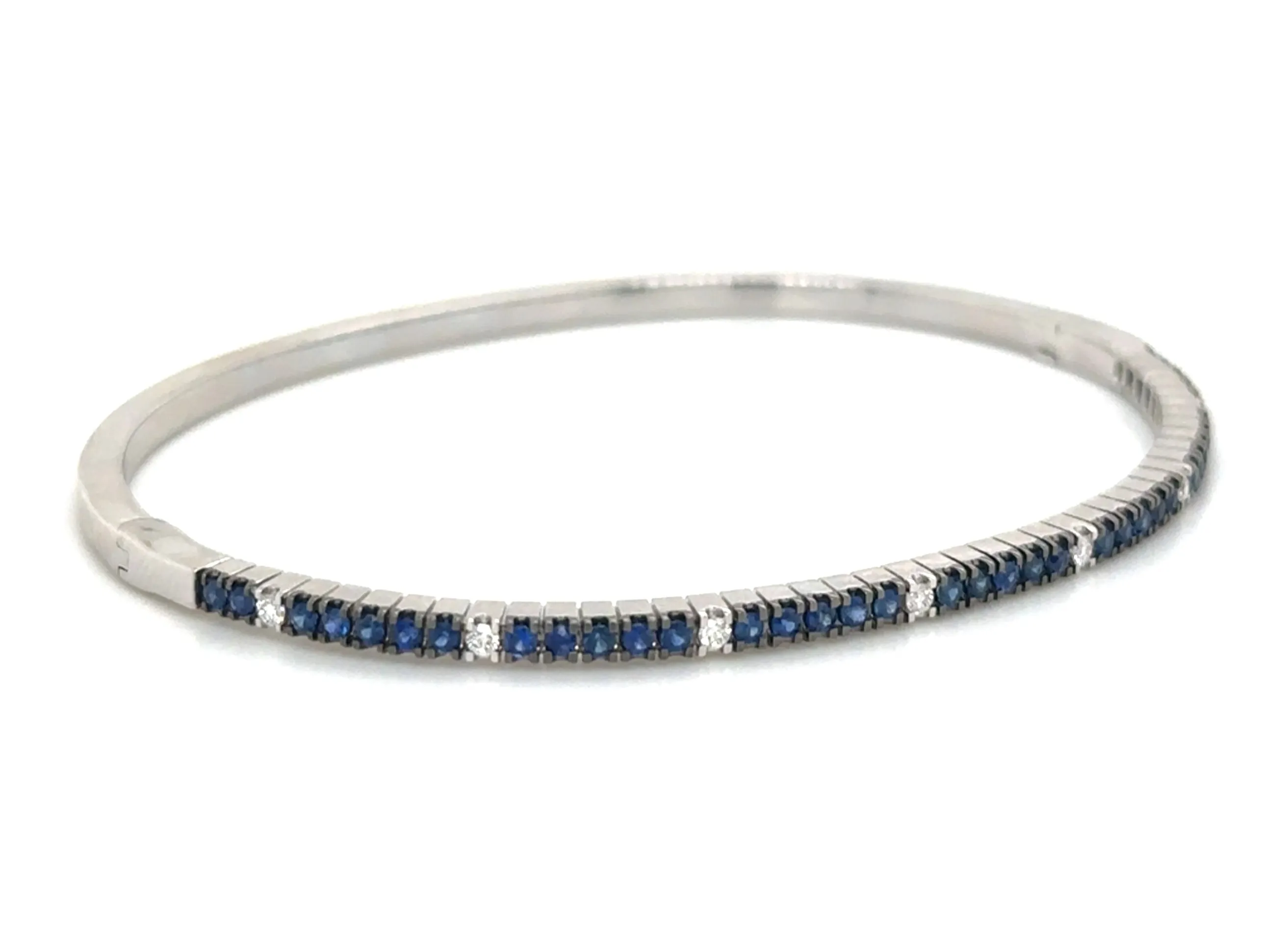 0.83ct t.w. Royal Blue Sapphire Diamond Gold Bangle Bracelet