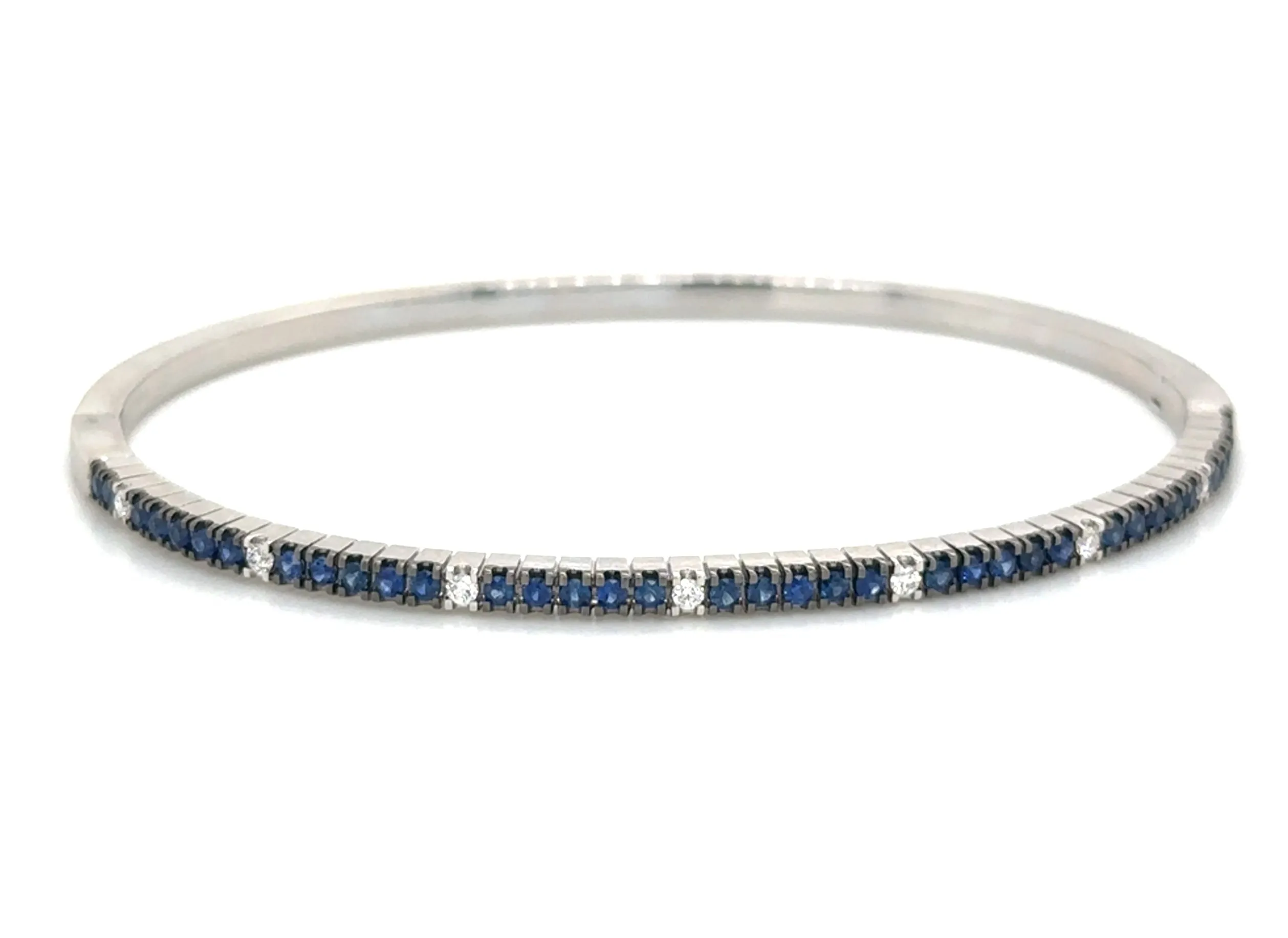 0.83ct t.w. Royal Blue Sapphire Diamond Gold Bangle Bracelet