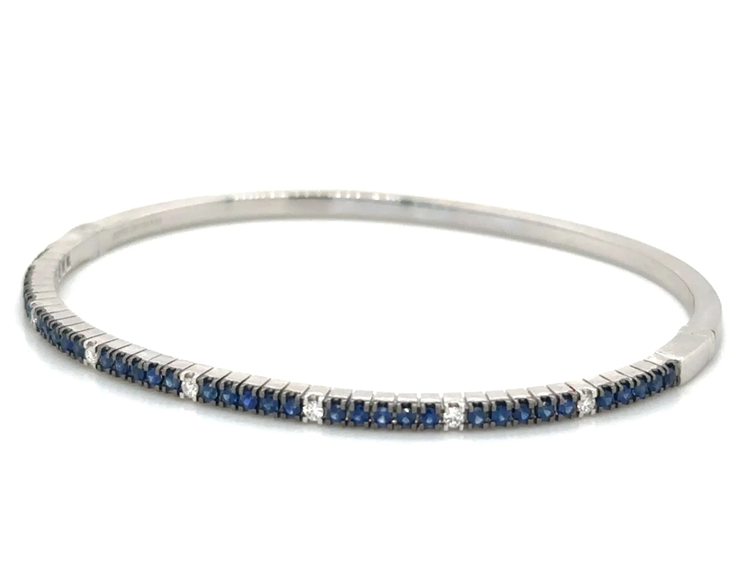 0.83ct t.w. Royal Blue Sapphire Diamond Gold Bangle Bracelet