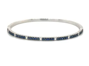 0.83ct t.w. Royal Blue Sapphire Diamond Gold Bangle Bracelet