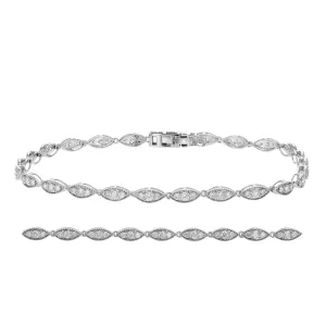 1 cttw Diamond Marquise Shape Tennis Bracelets in 10K White Gold