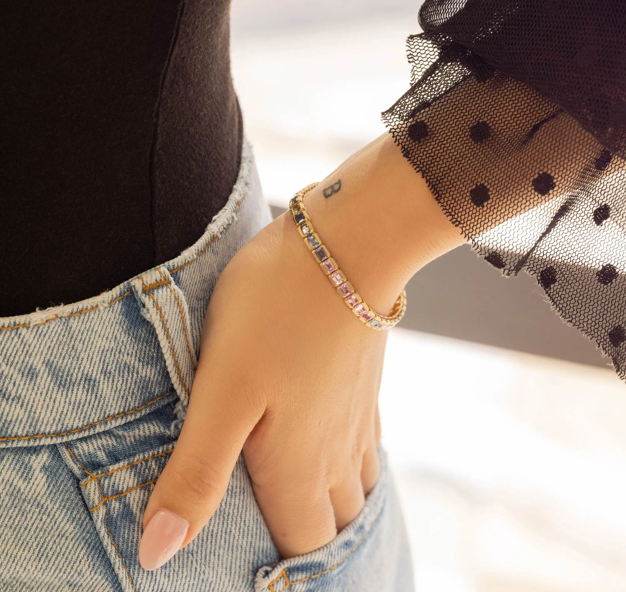 10.80ctw. Rainbow Sapphire Bracelet