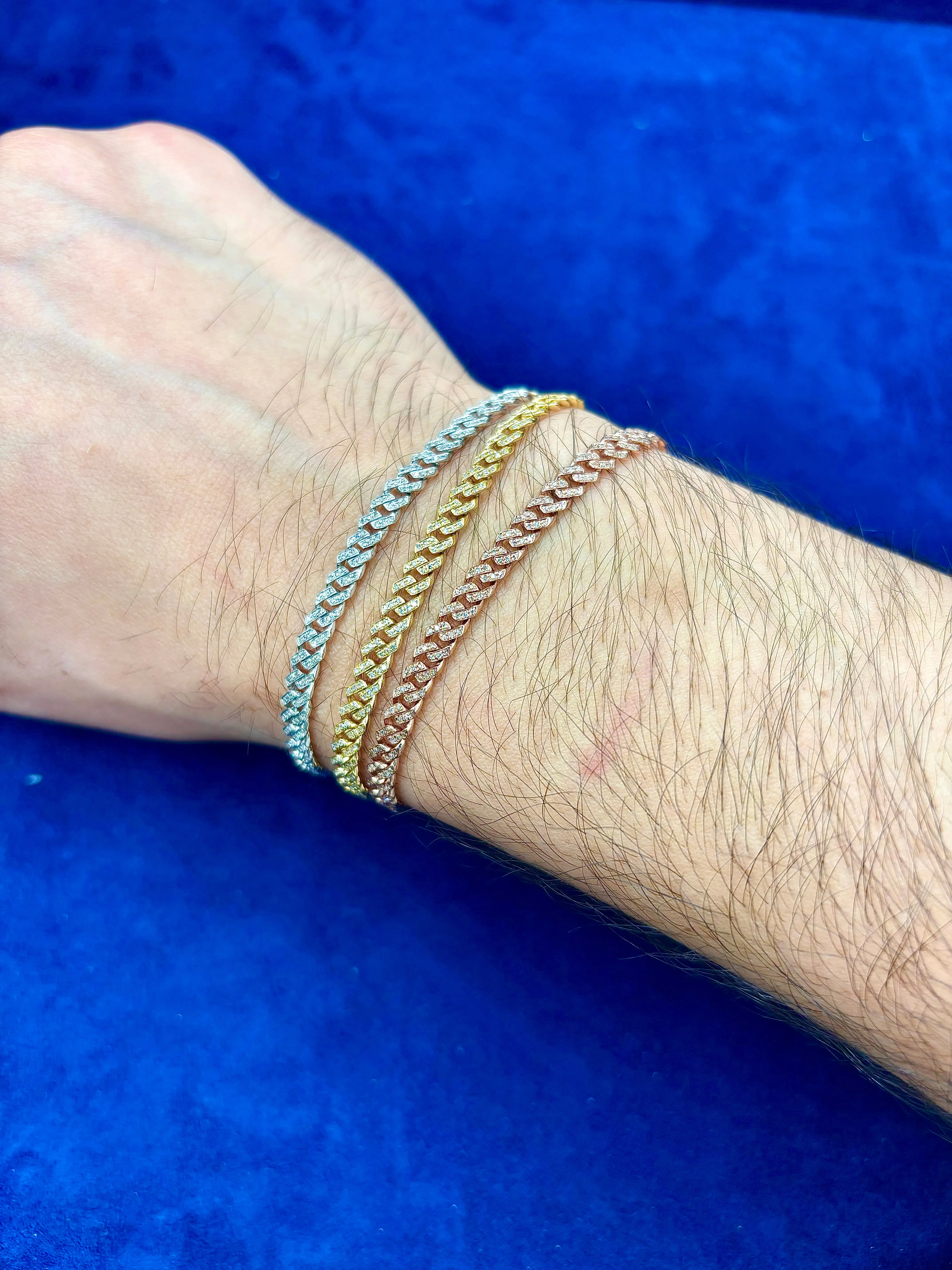 10K 4.5MM Diamond Cuban Link Bracelet 7"