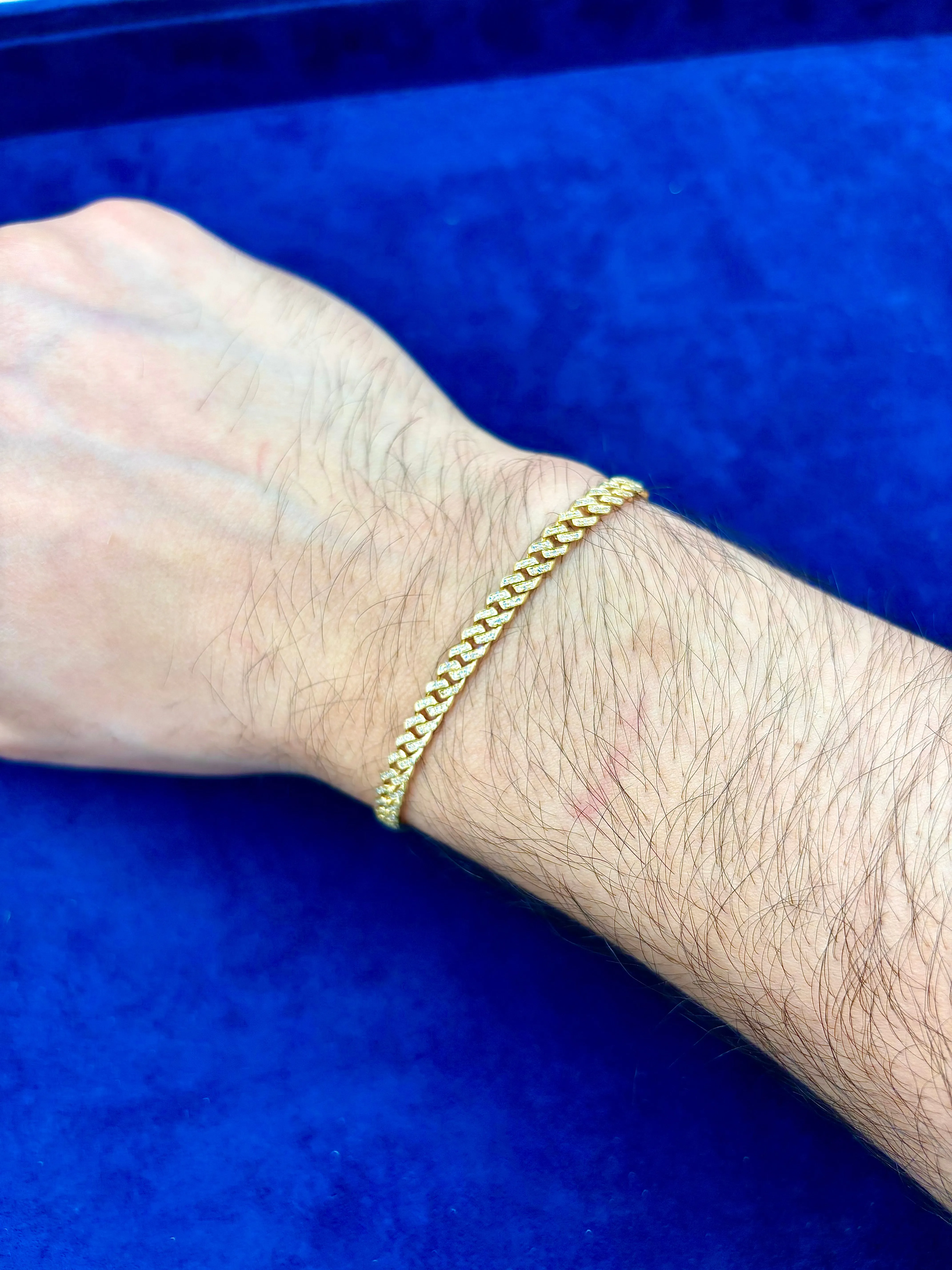 10K 4.5MM Diamond Cuban Link Bracelet 7"