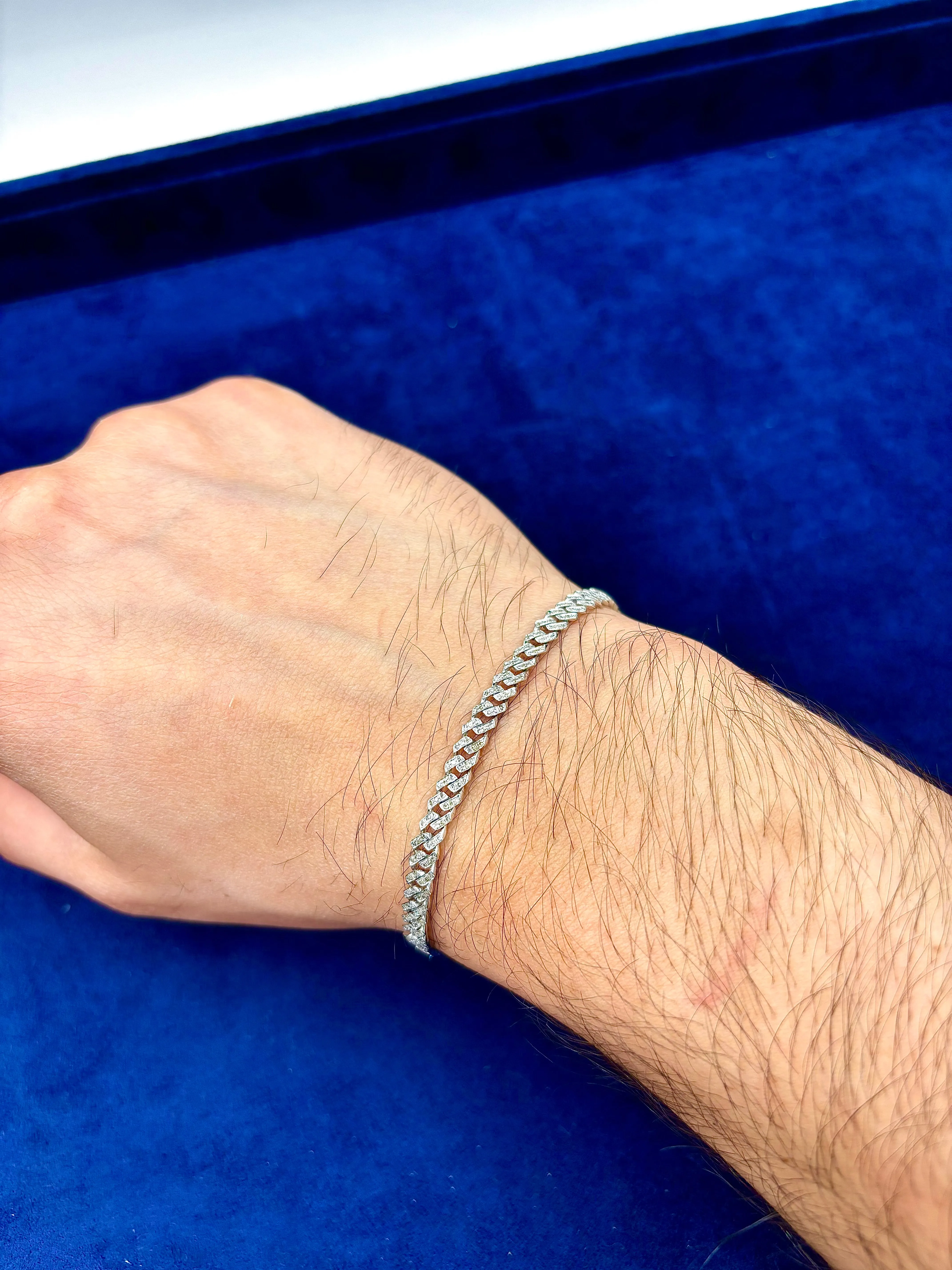 10K 4.5MM Diamond Cuban Link Bracelet 7"
