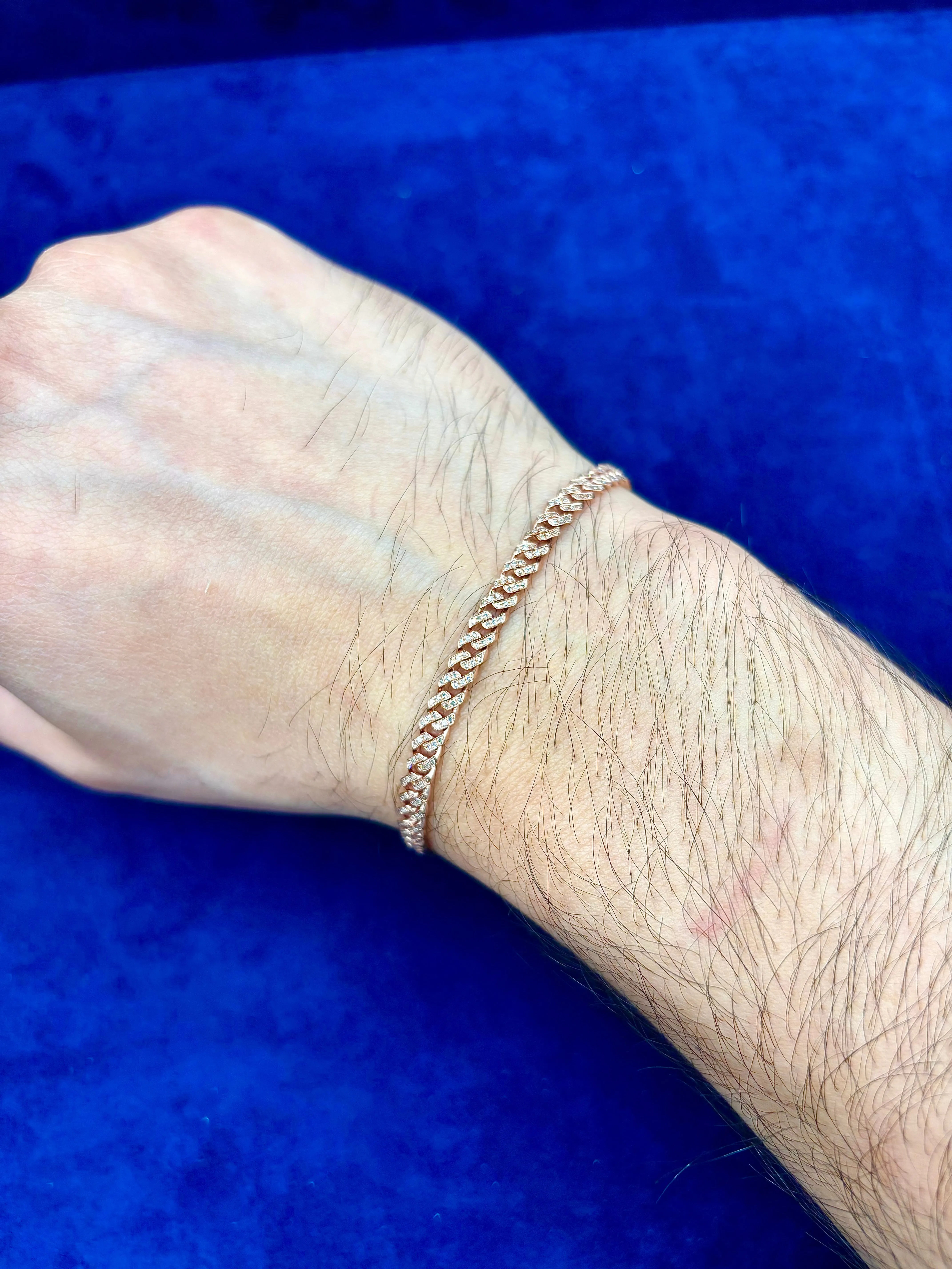10K 4.5MM Diamond Cuban Link Bracelet 7"