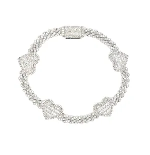 10K 7 Inches Baguette Heart Cuban Bracelet