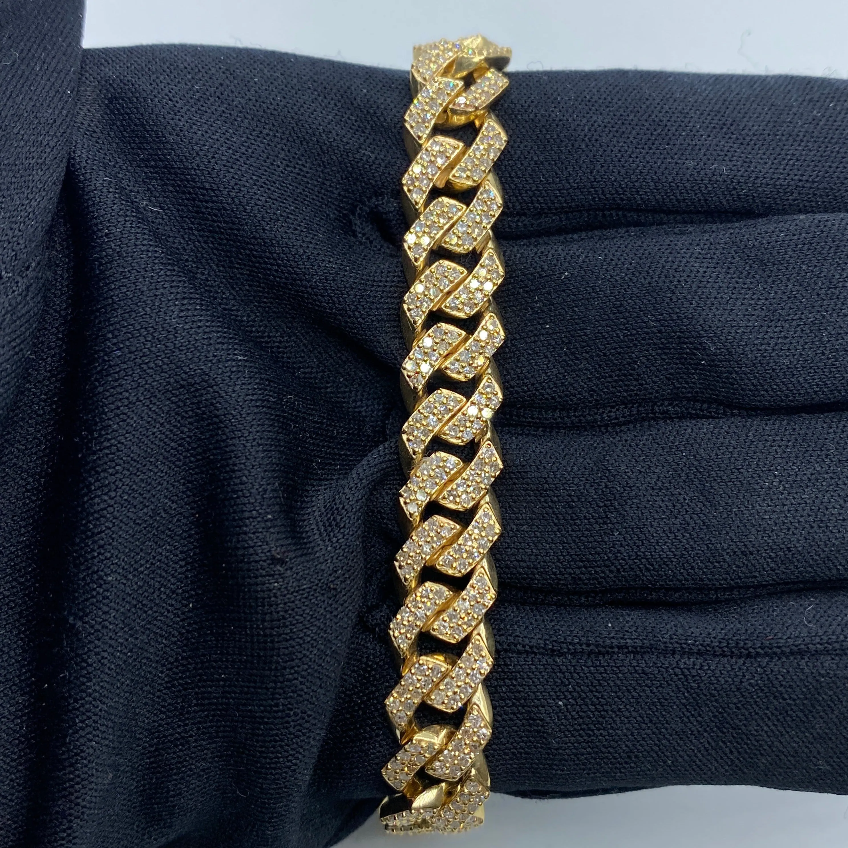 10K 9MM Cuban Link Diamond Bracelet 7.5-8.5"