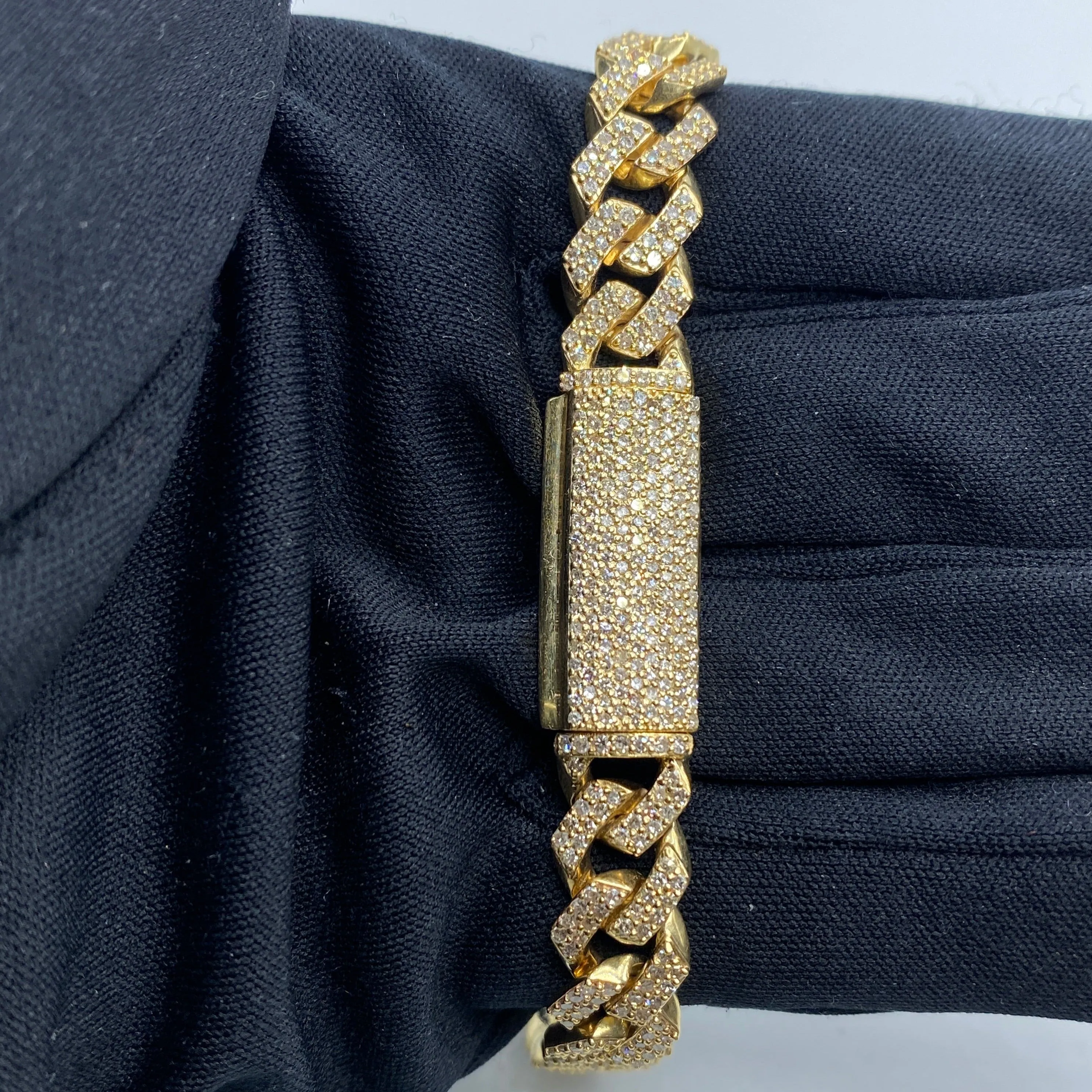 10K 9MM Cuban Link Diamond Bracelet 7.5-8.5"