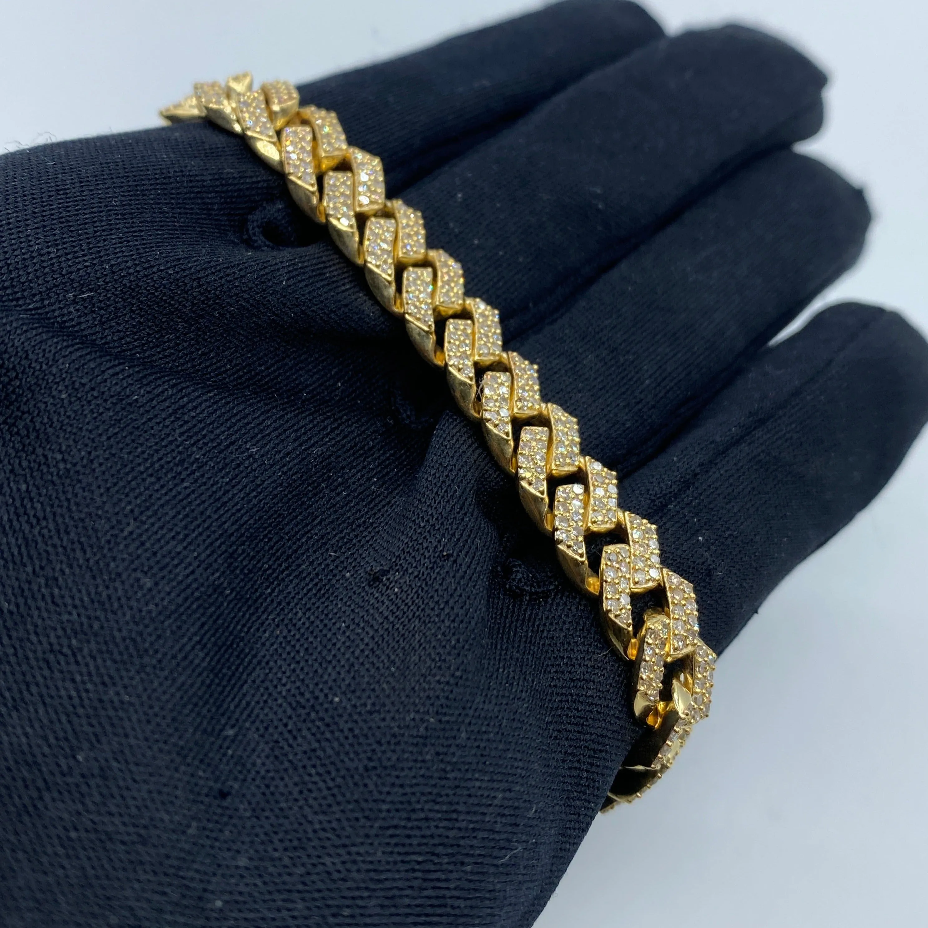 10K 9MM Cuban Link Diamond Bracelet 7.5-8.5"