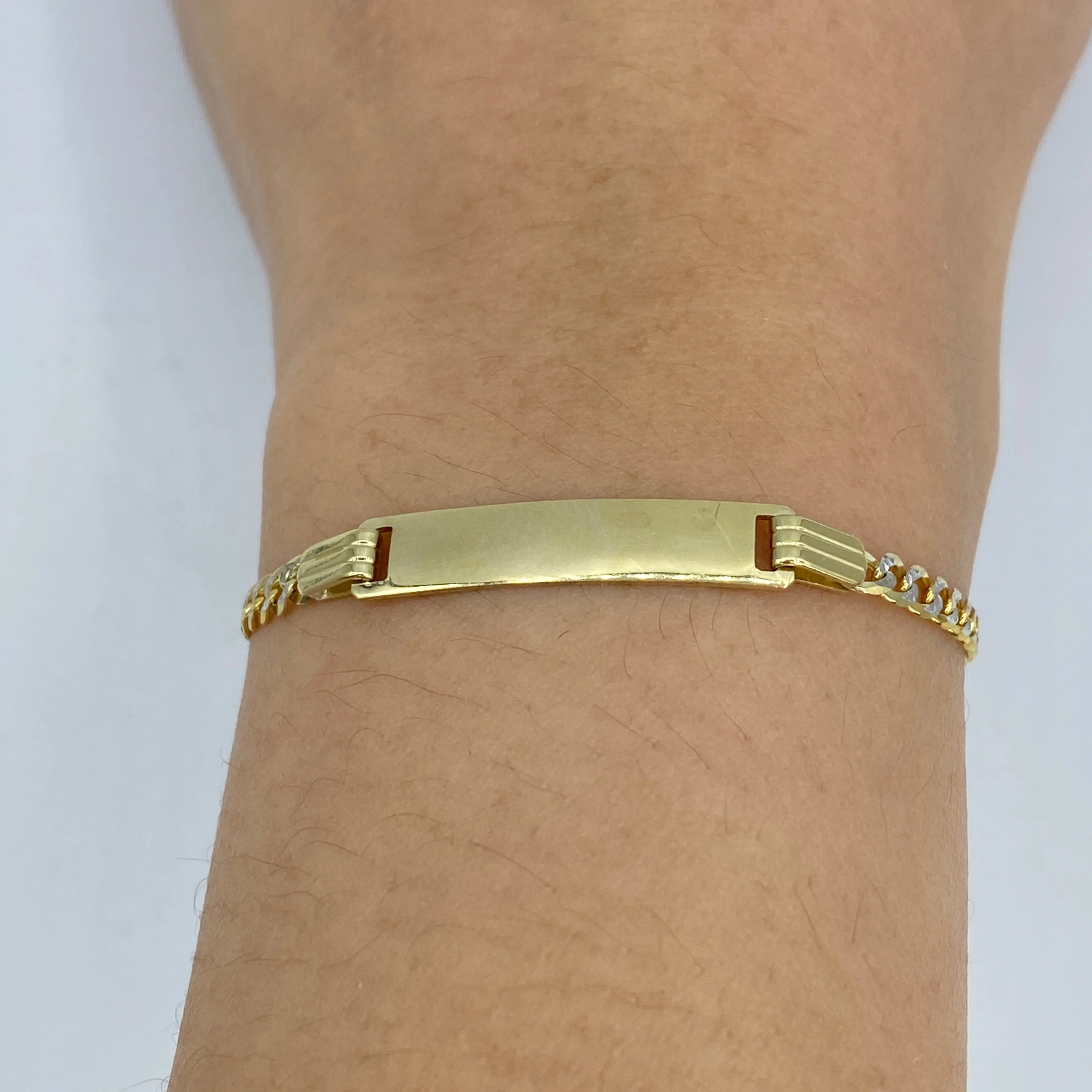 10K Custom Name Plate Two-Tone Cuban Link Baby Bracelet