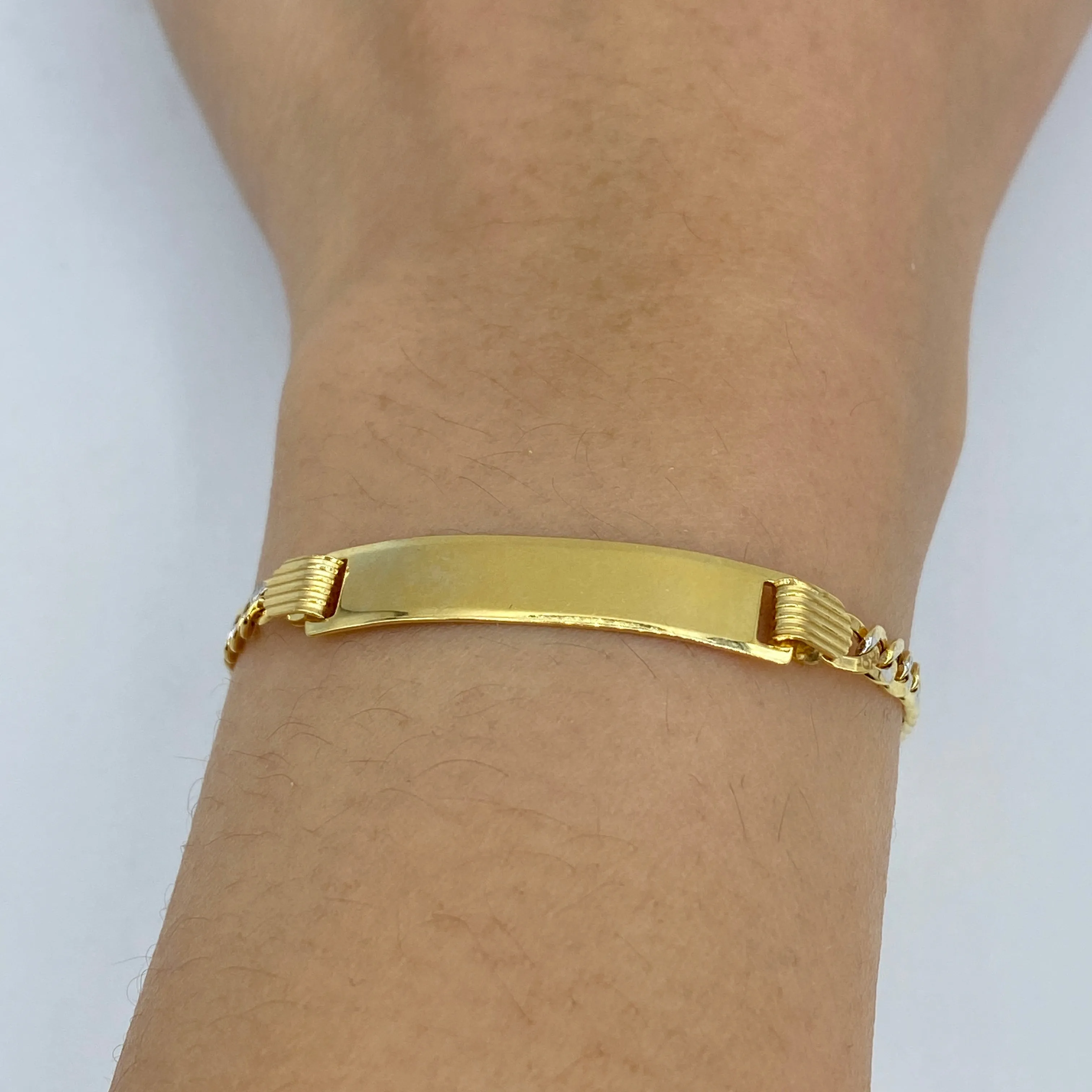 10K Custom Name Plate Two-Tone Cuban Link Baby Bracelet