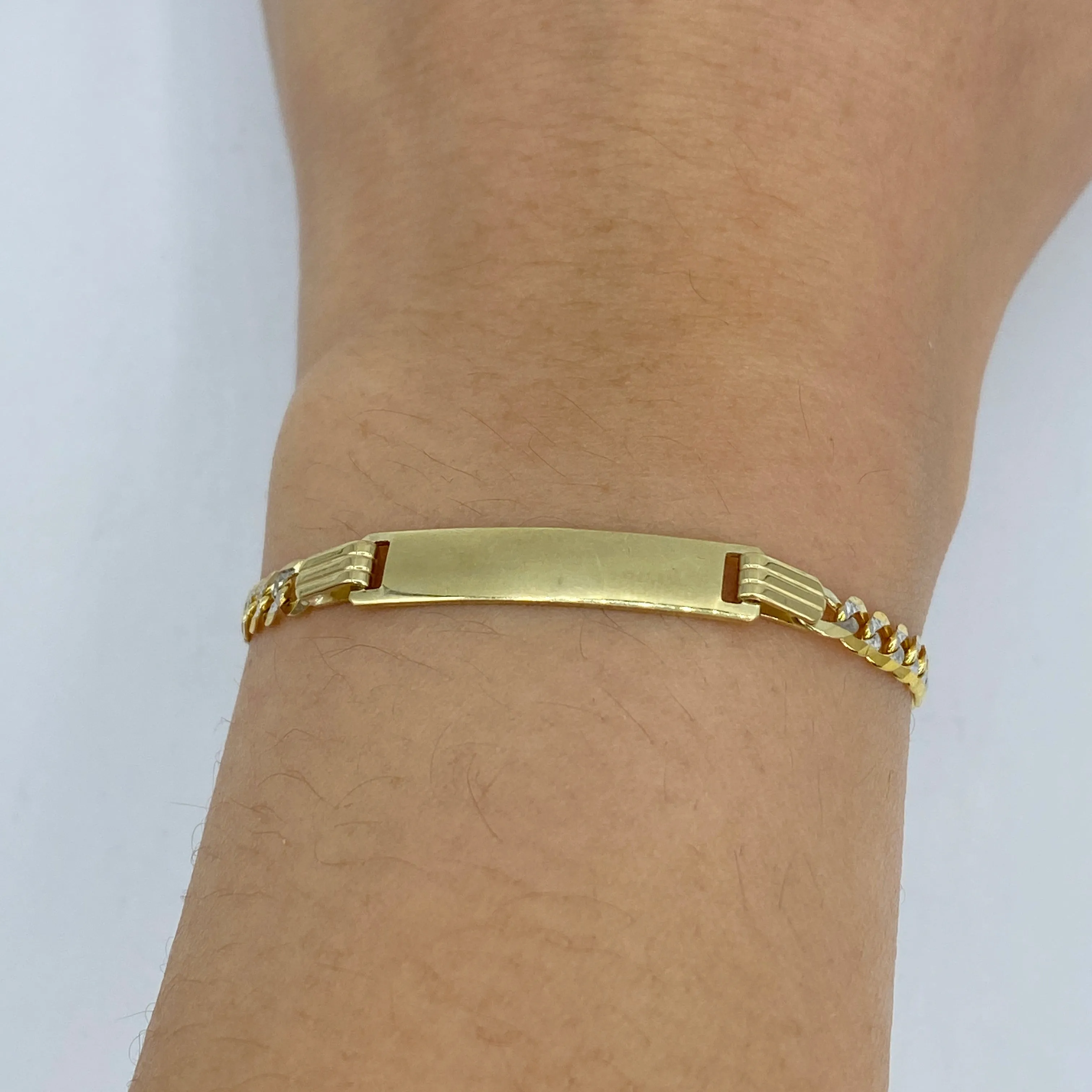 10K Custom Name Plate Two-Tone Cuban Link Baby Bracelet