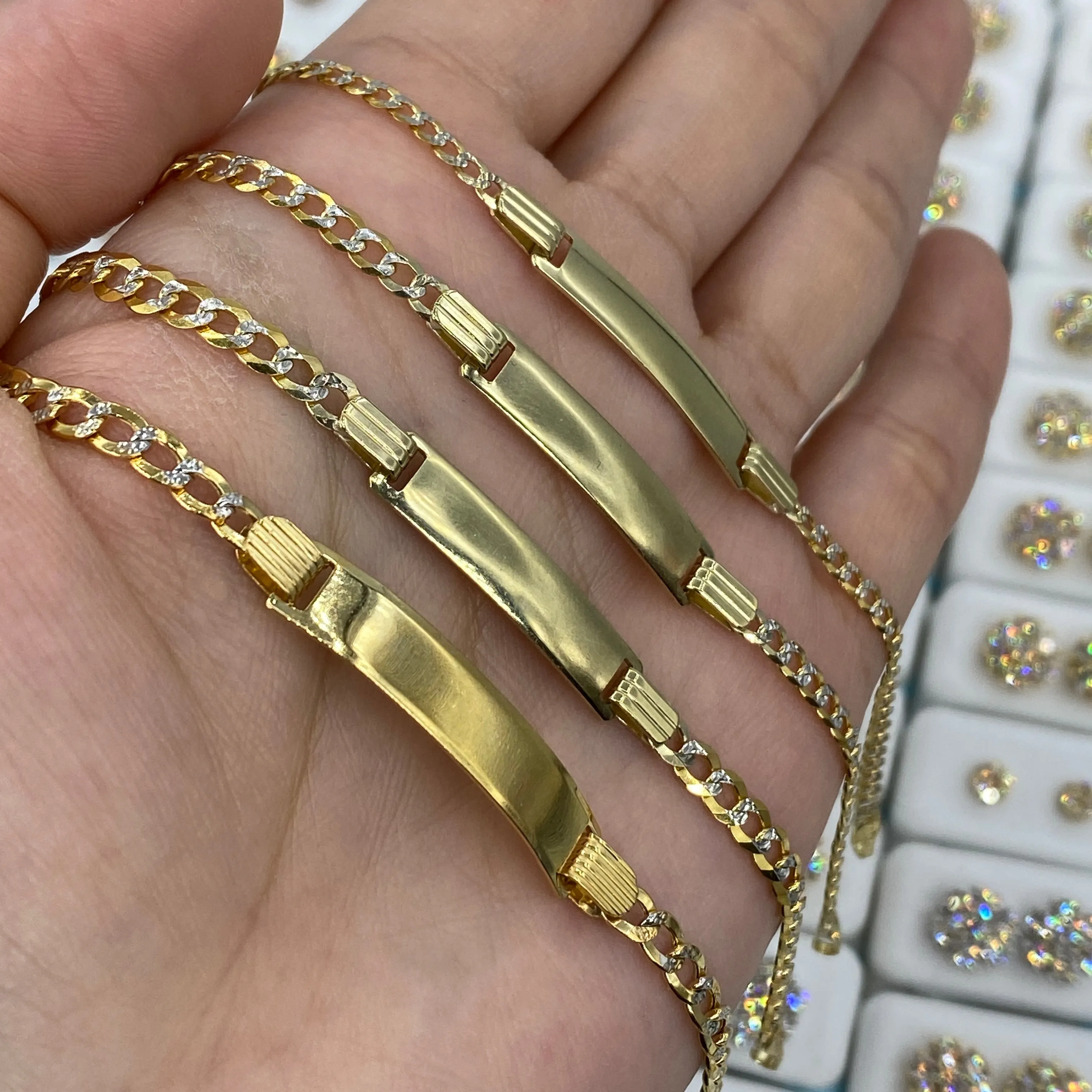 10K Custom Name Plate Two-Tone Cuban Link Baby Bracelet