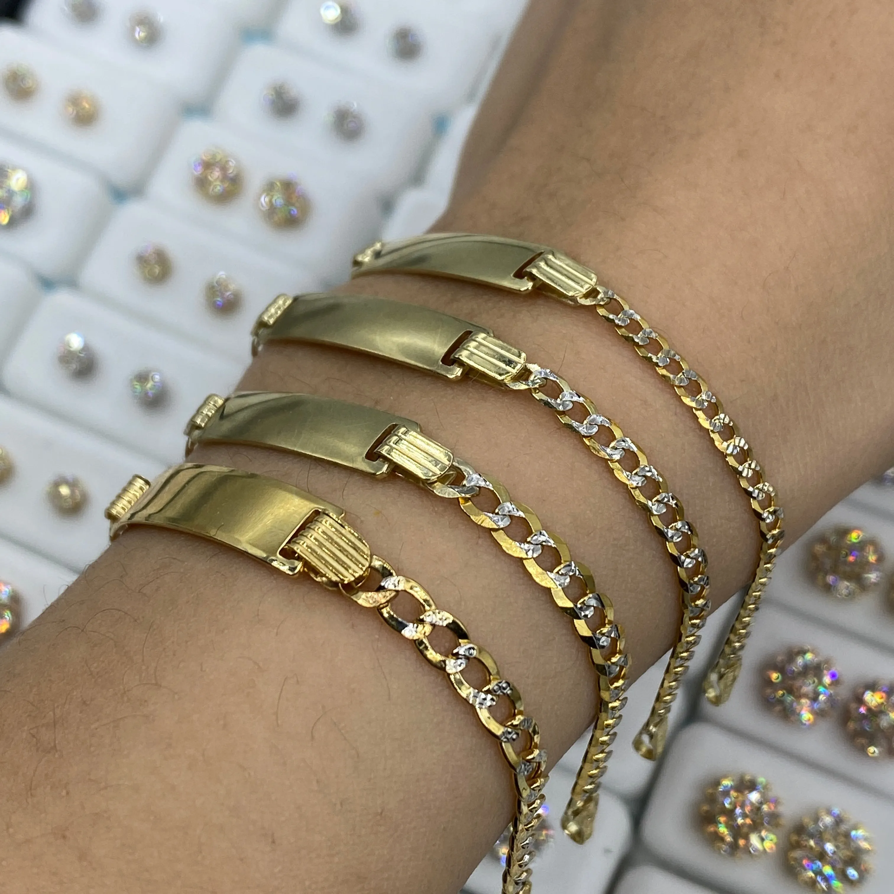 10K Custom Name Plate Two-Tone Cuban Link Baby Bracelet