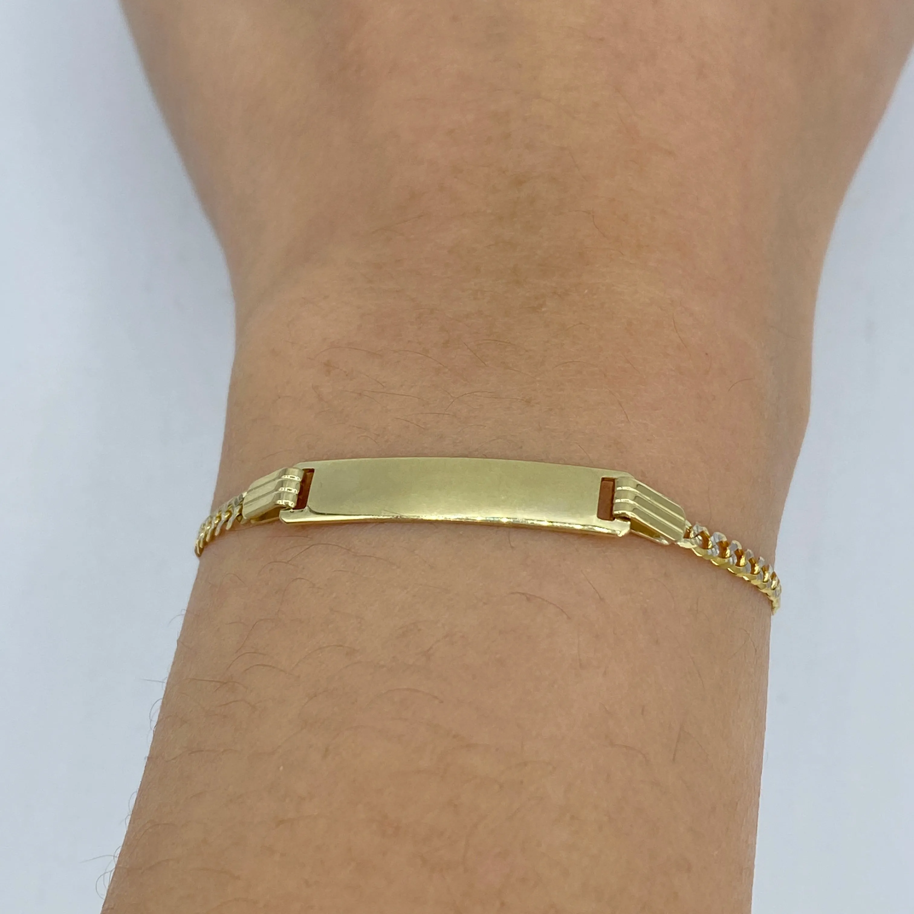 10K Custom Name Plate Two-Tone Cuban Link Baby Bracelet