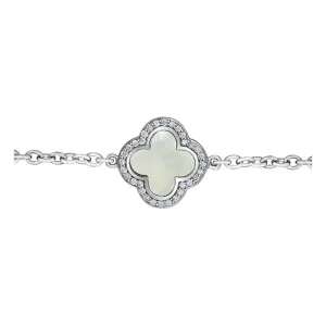 10K Gold (0.16ct) Diamond & Mother of Pearl Clover Bracelet