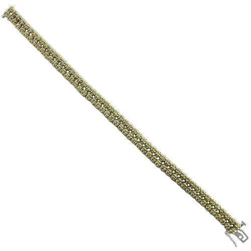 10K Solid White Gold Two-Row Yellow Diamond Bracelet 3.06 Ctw