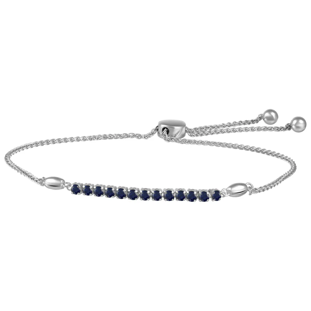 10K White Gold Bolo Sapphire Bracelet