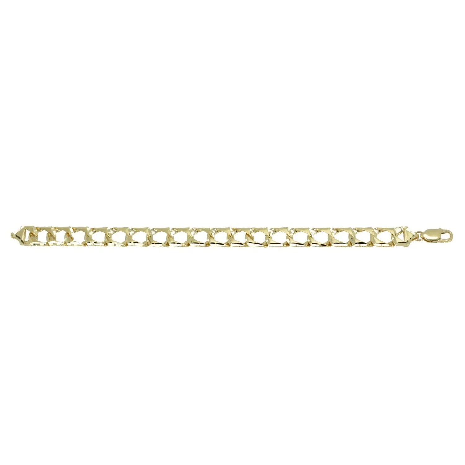 10K Yellow Gold (10mm) Diamond Cut Handmade Curb Bracelet 8.75"