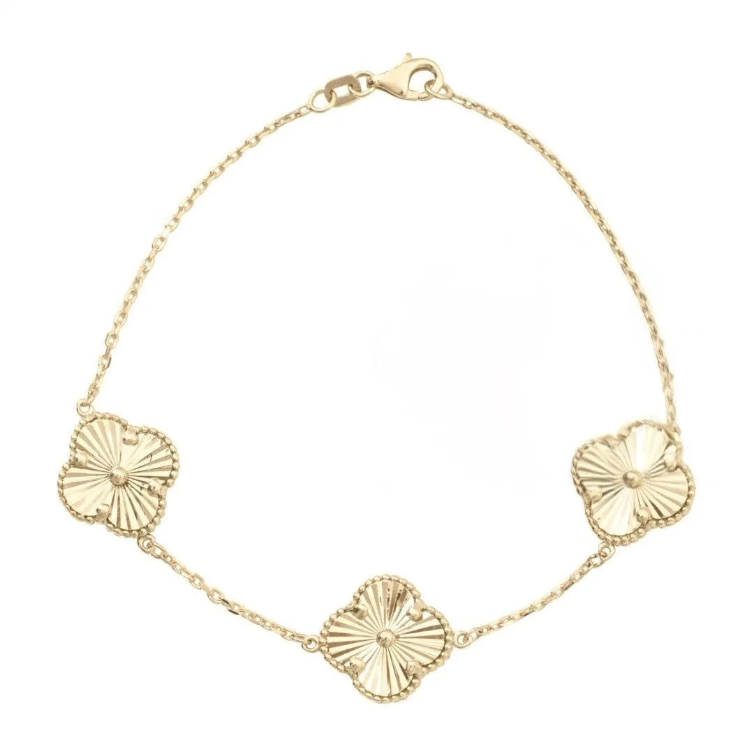 10K Yellow Gold (14mm) Designer Clover Bracelet
