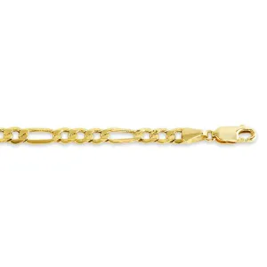 10K Yellow Gold (5.1mm) Hollow Figaro Bracelet 8.5"