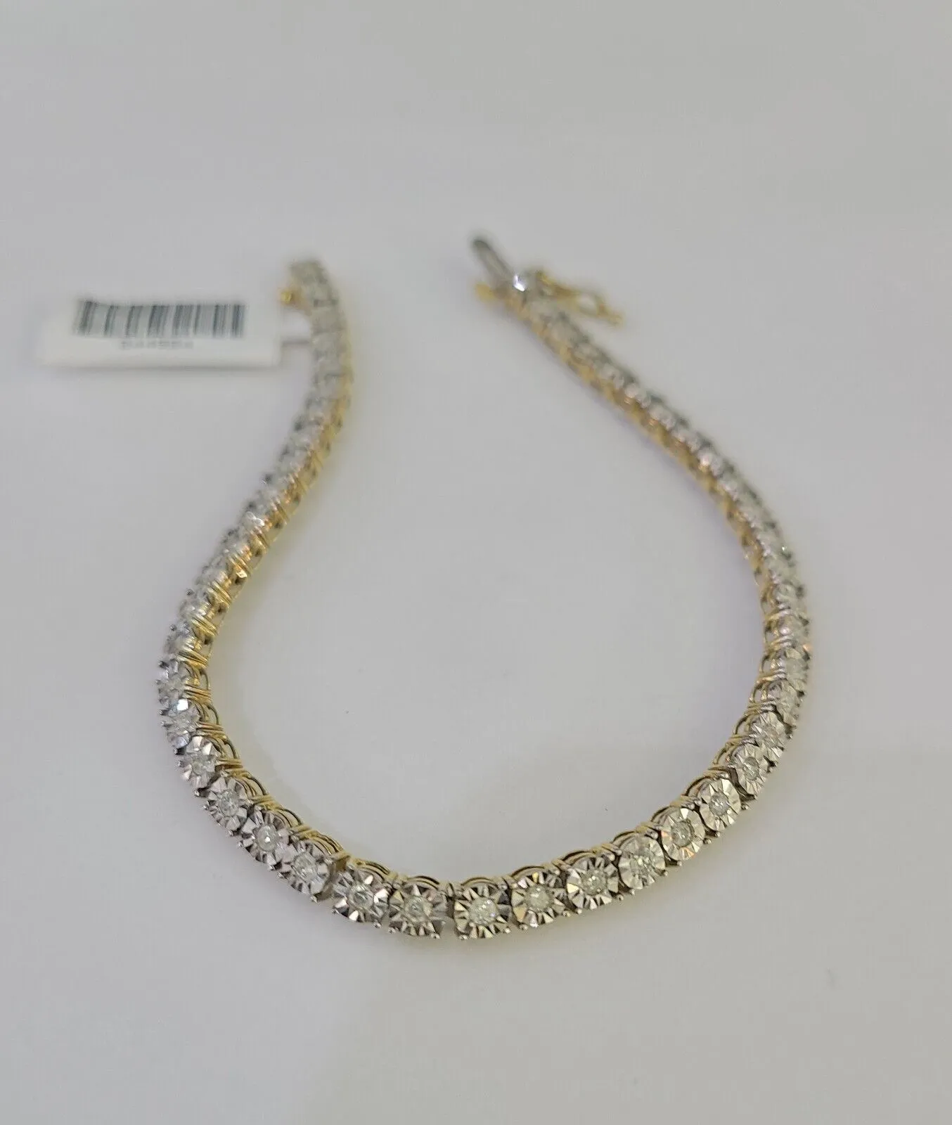 10K Yellow Gold Diamond Bracelet Women Ladies 7" REAL Genuine Gold