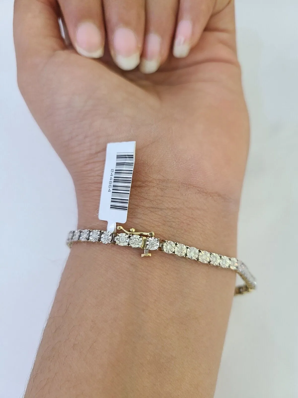 10K Yellow Gold Diamond Bracelet Women Ladies 7" REAL Genuine Gold