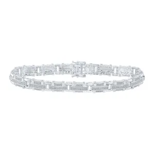 10kt White Gold Mens Round Diamond Link Bracelet 1-1/4 Cttw