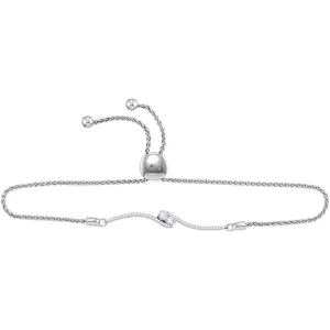 10kt White Gold Womens Round Diamond 2-stone Hearts Together Bolo Bracelet 1/3 Cttw