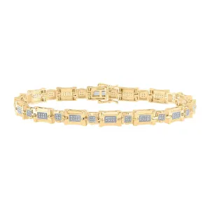 10kt Yellow Gold Mens Round Diamond Link Bracelet 1/2 Cttw