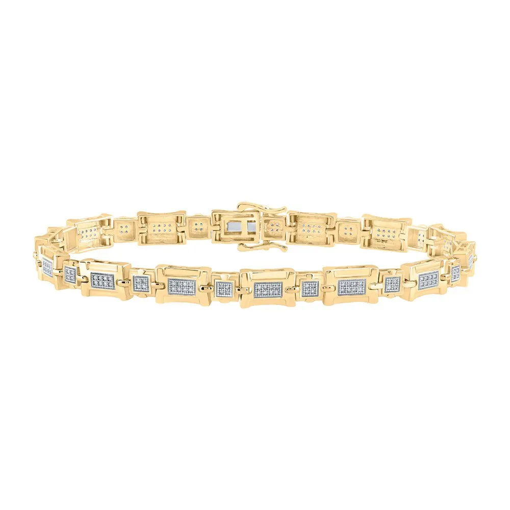 10kt Yellow Gold Mens Round Diamond Link Bracelet 1/2 Cttw