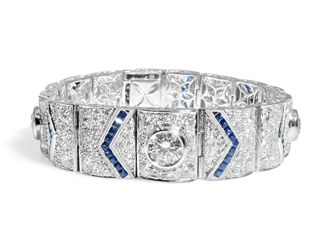 12.80ct tw Platinum Diamond And Sapphire High Jewelry Bracelet
