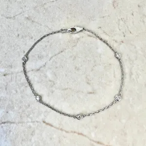 14 Karat White Gold 0.12 Carat Diamond By The Yard Bracelet