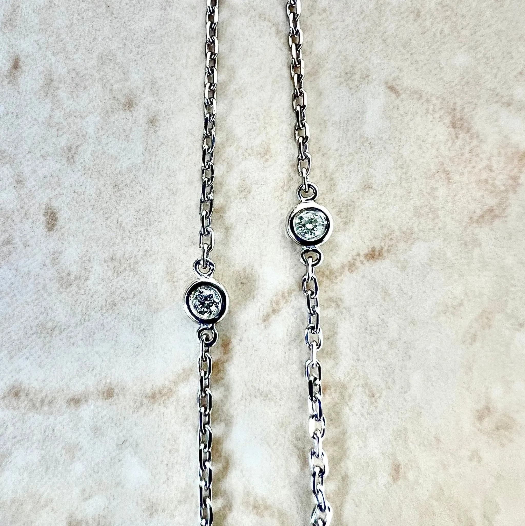 14 Karat White Gold 0.12 Carat Diamond By The Yard Bracelet