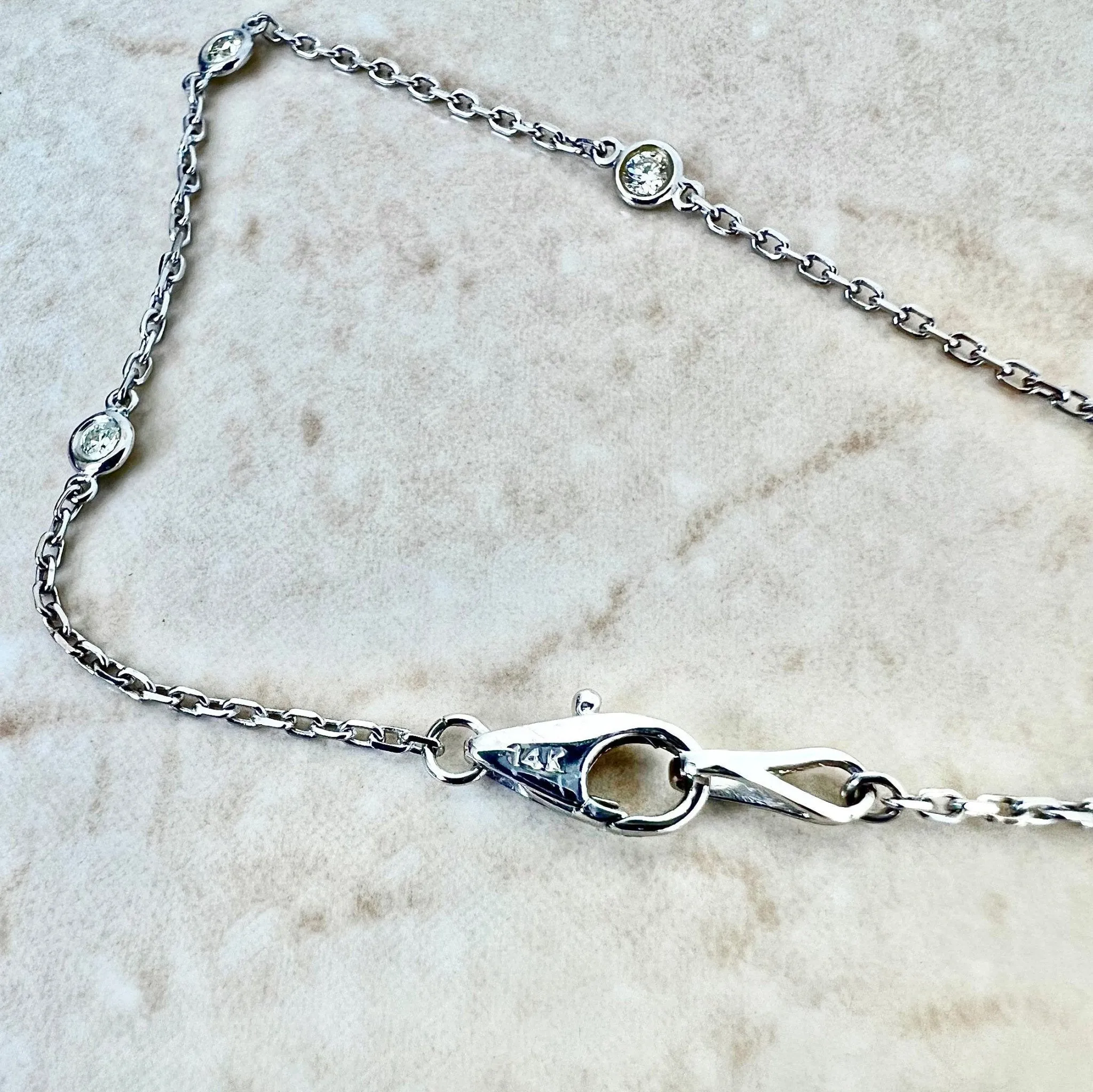 14 Karat White Gold 0.12 Carat Diamond By The Yard Bracelet