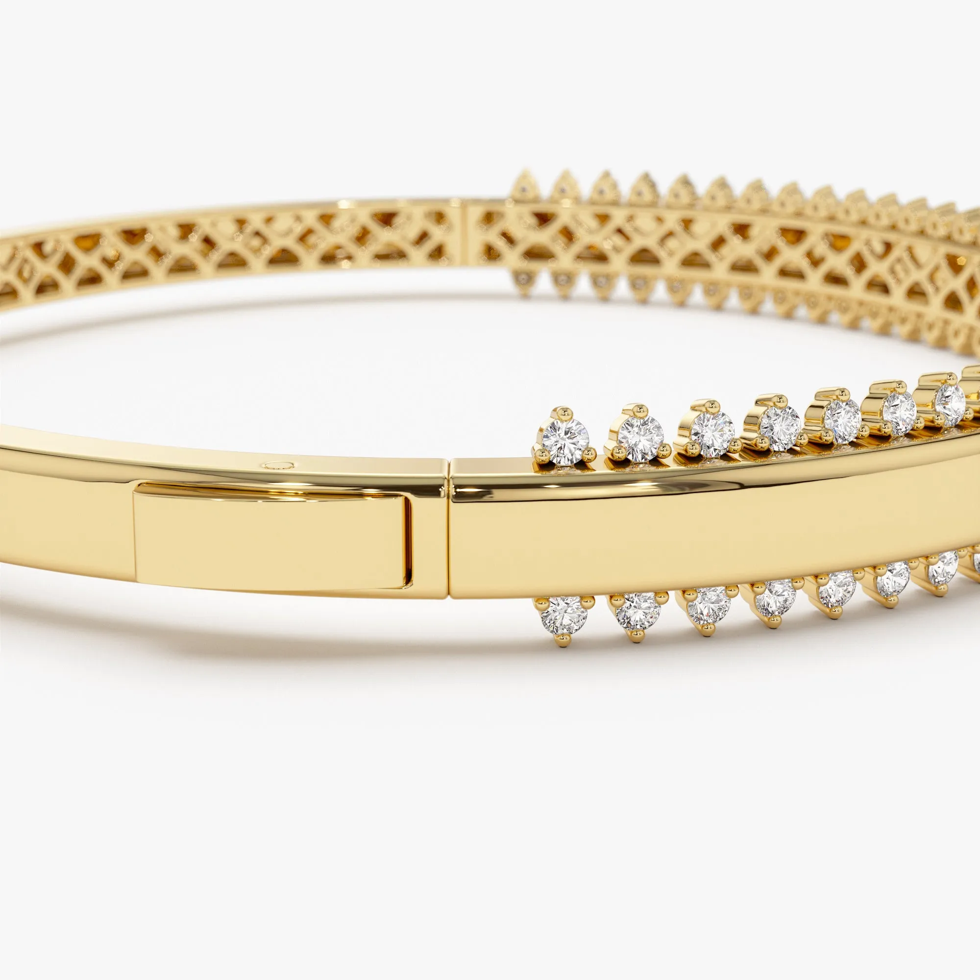 14k 0.85 Ctw Statement Diamond Bangle Bracelet