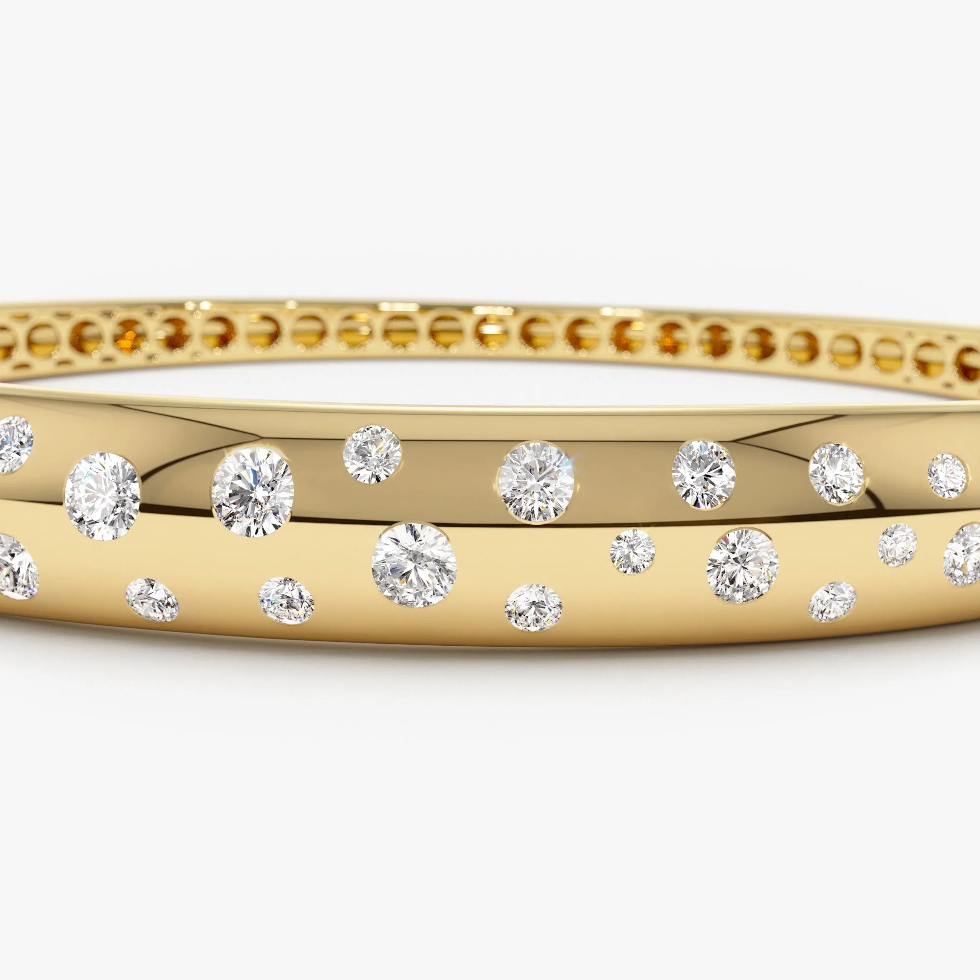 14k 1.20ctw Dome Floating Diamond Bangle Bracelet