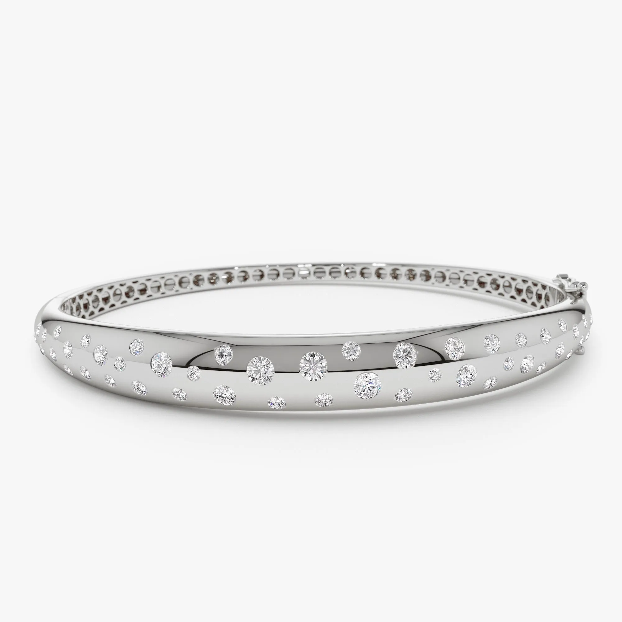 14k 1.20ctw Dome Floating Diamond Bangle Bracelet