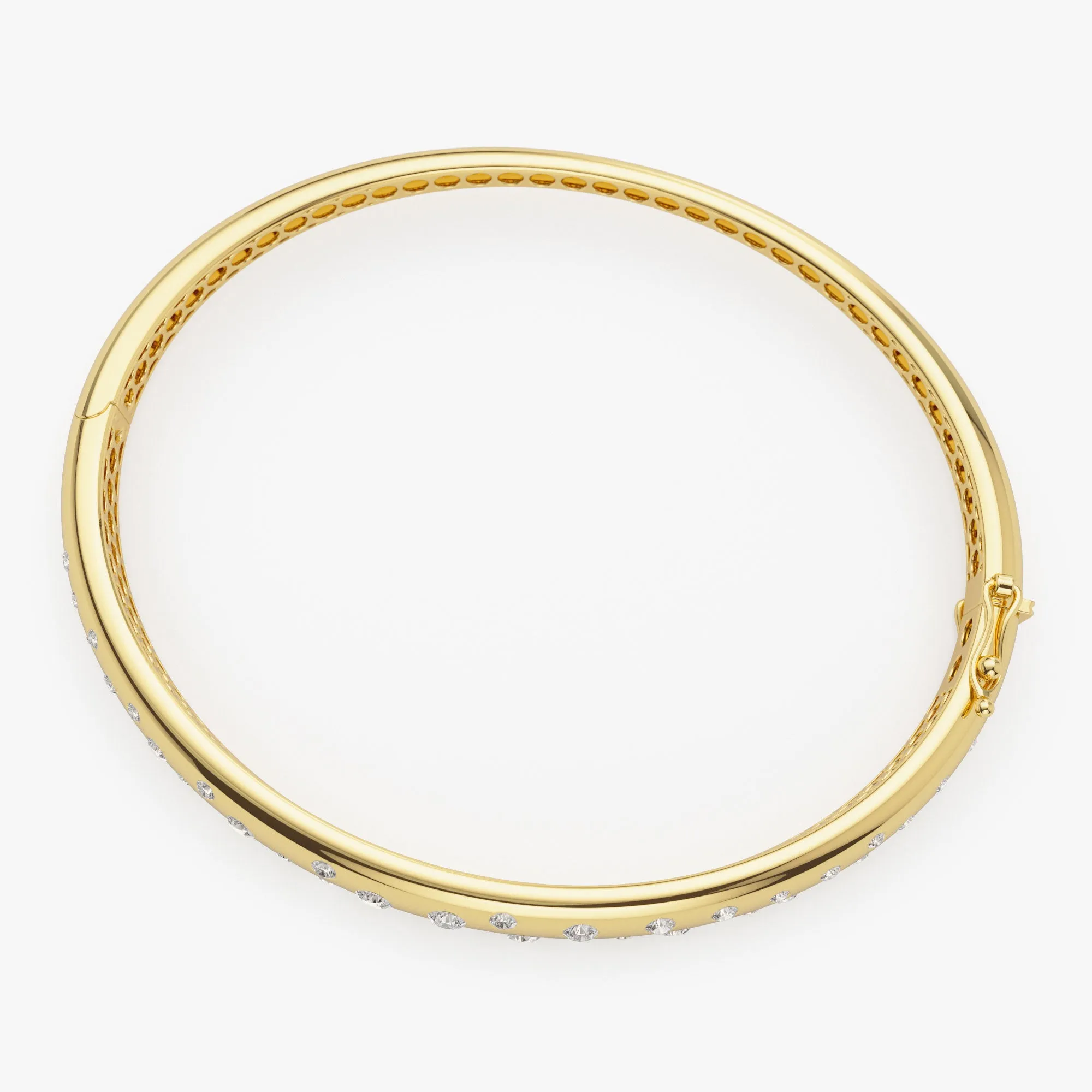 14k 1.20ctw Dome Floating Diamond Bangle Bracelet