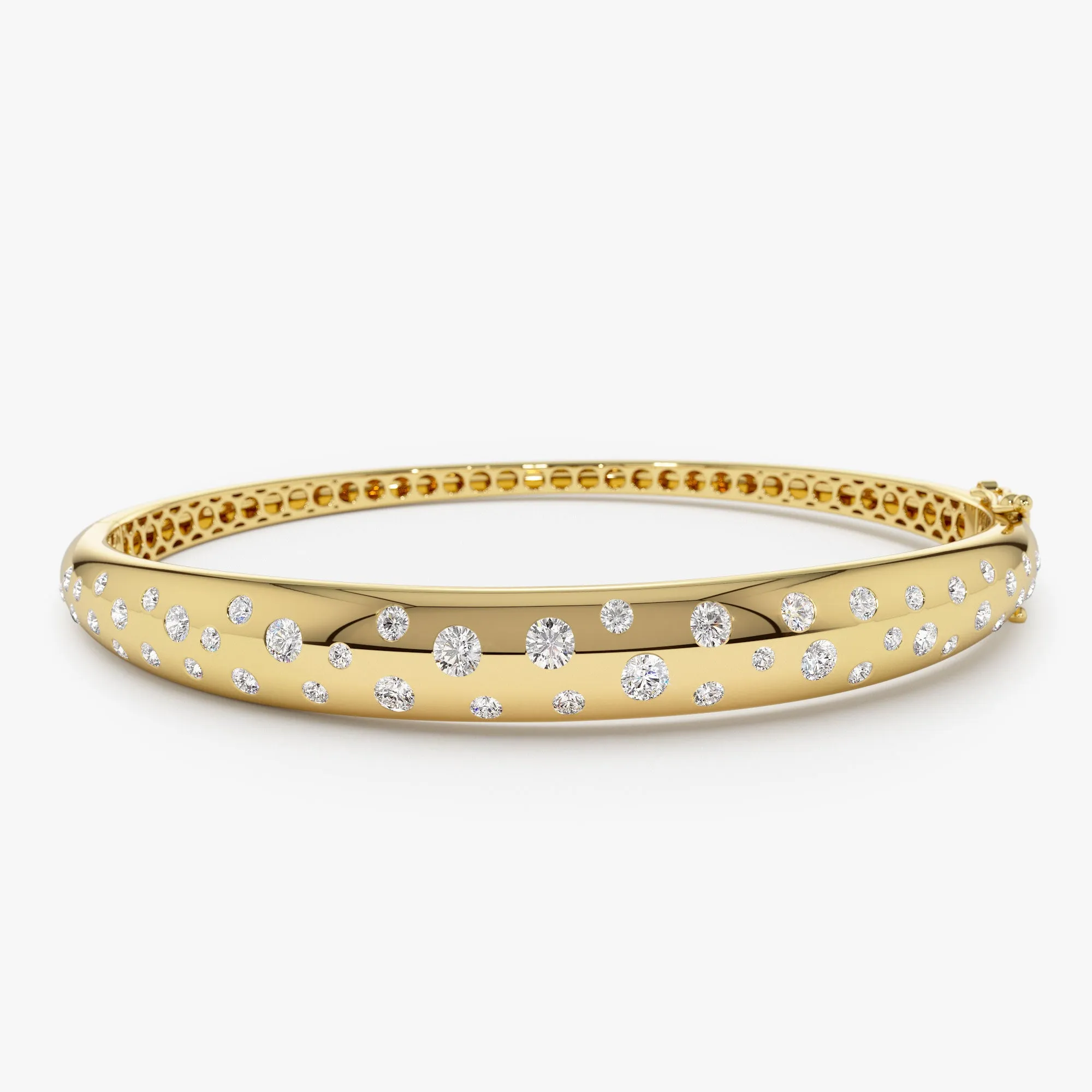 14k 1.20ctw Dome Floating Diamond Bangle Bracelet