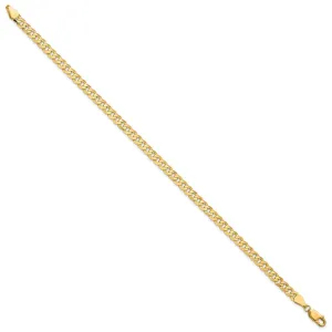 14K 7 inch 4.75mm Flat Beveled Curb with Lobster Clasp Bracelet