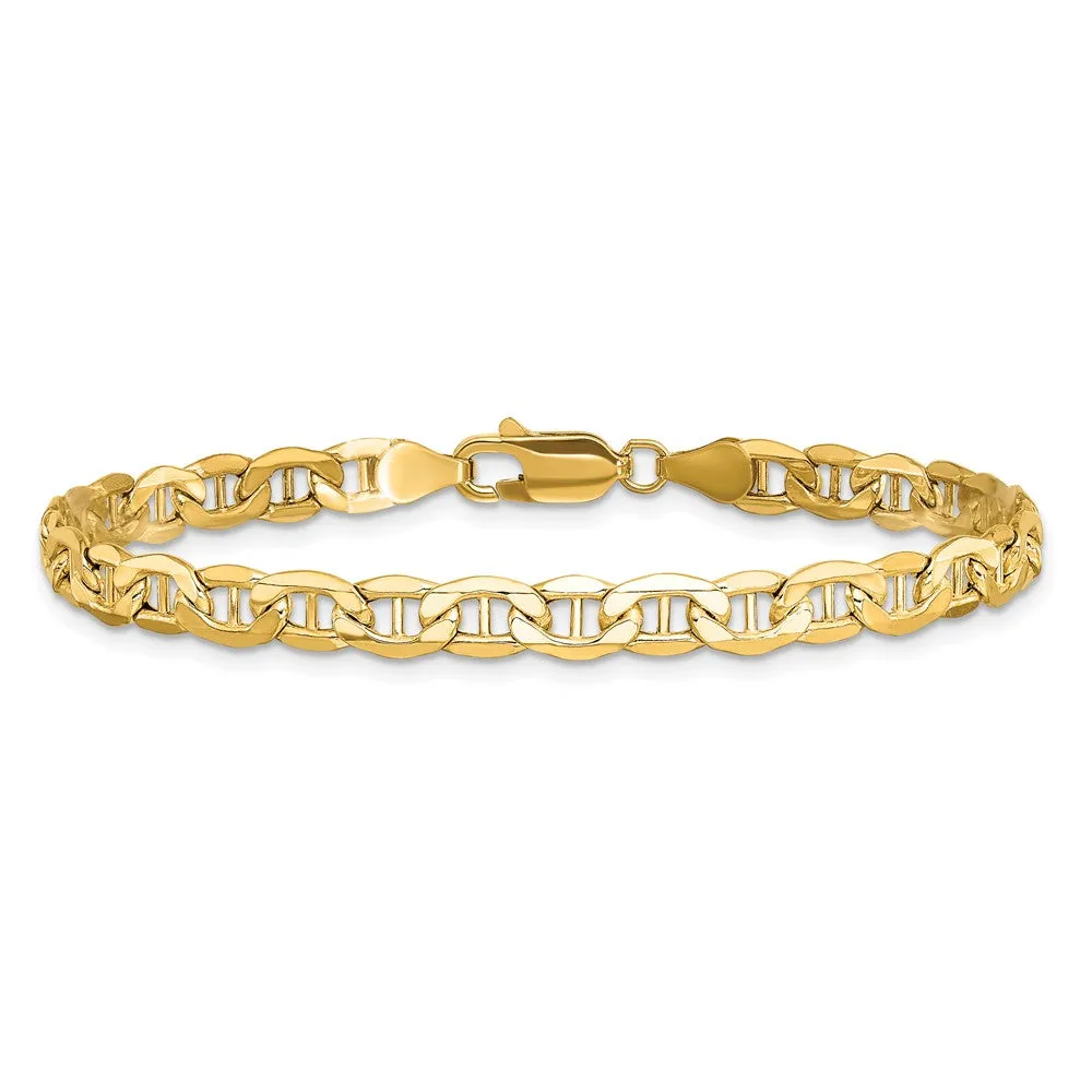 14K 7 inch 4.75mm Semi-Solid Anchor with Lobster Clasp Bracelet