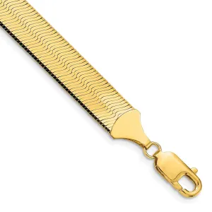 14K 8 inch 10mm Silky Herringbone with Lobster Clasp Bracelet