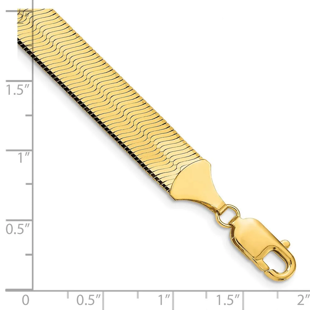 14K 8 inch 10mm Silky Herringbone with Lobster Clasp Bracelet