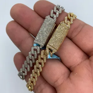 14K 8MM Cuban Link Diamond Bracelet 7-8"